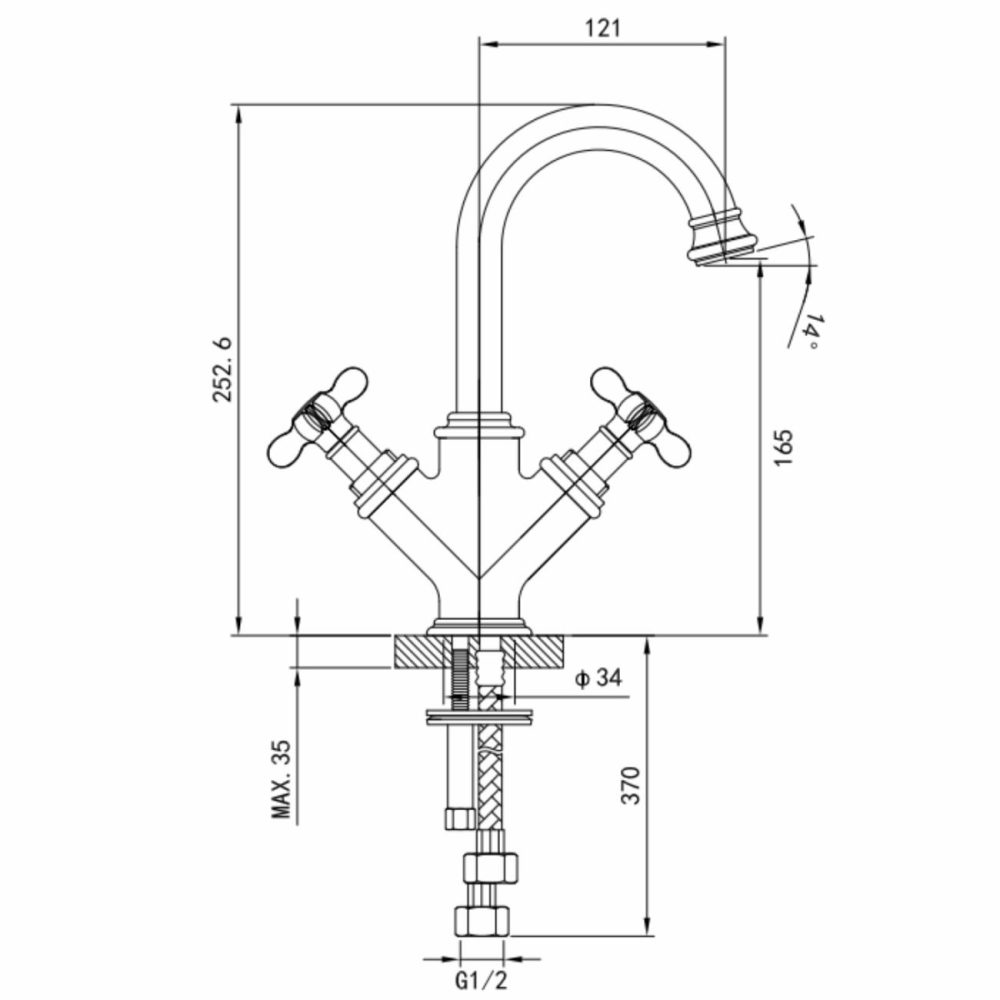 Brass Crosshead Basin Mixer Tap – Camden Basin Taps