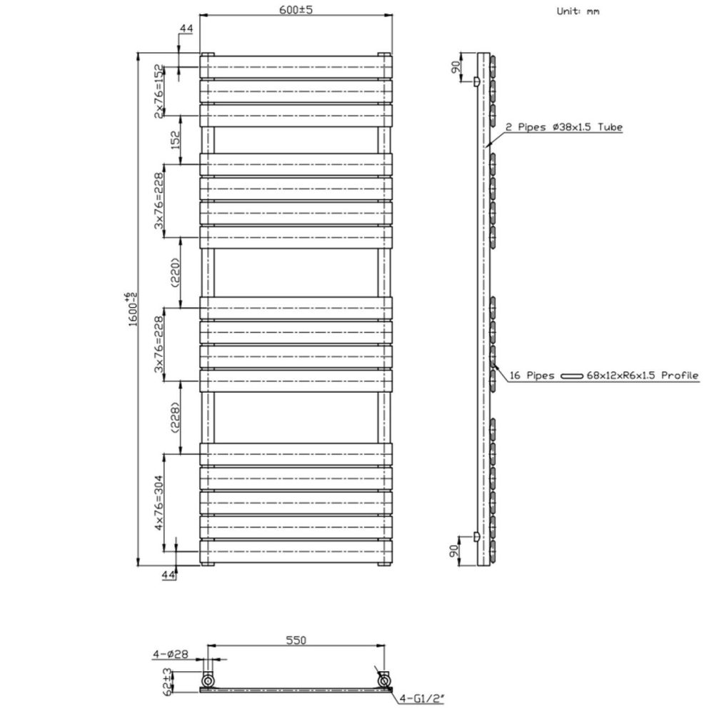 Brass Towel Radiator 1600 X 600Mm – Tundra Heating