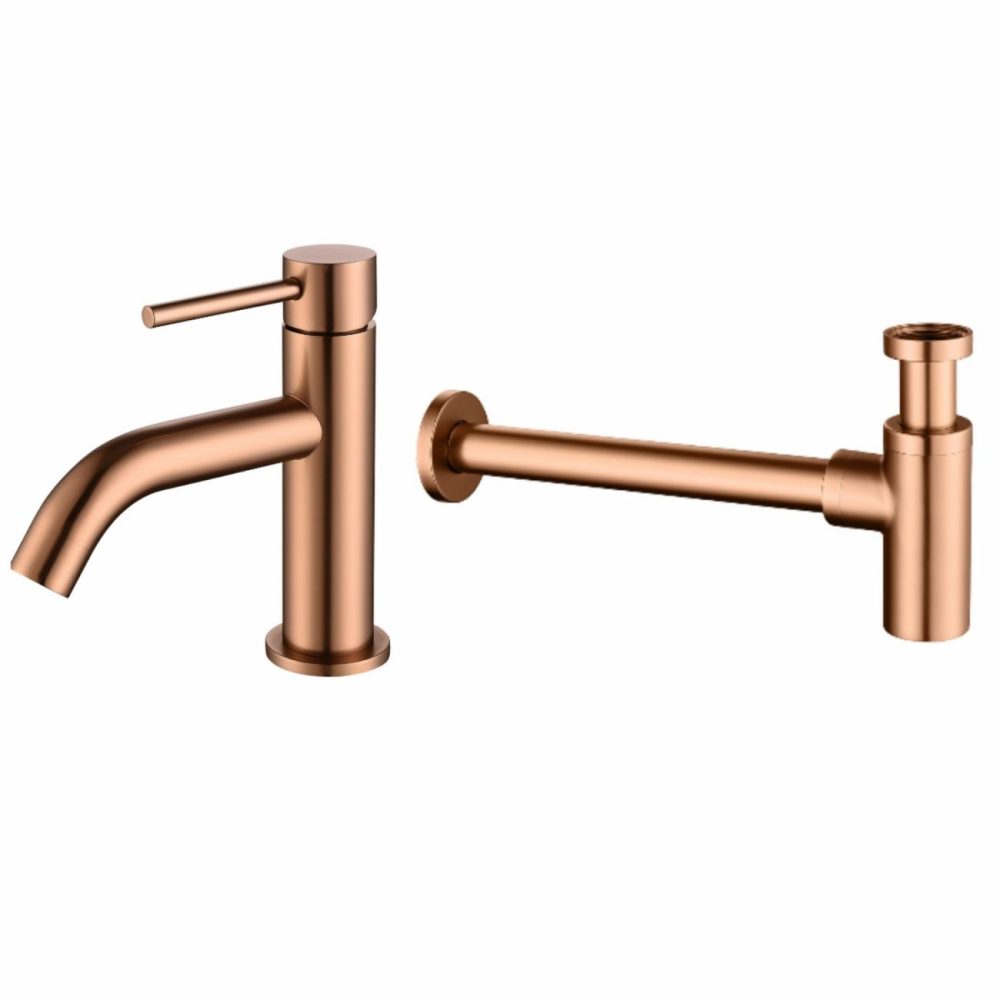 Bronze Round Bottle Trap And Cloakroom Basin Tap Set – Arissa Bathroom