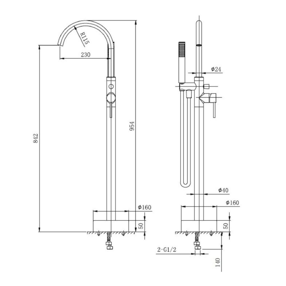 Brushed Brass Freestanding Bath Shower Mixer Tap – Arissa Bath Taps