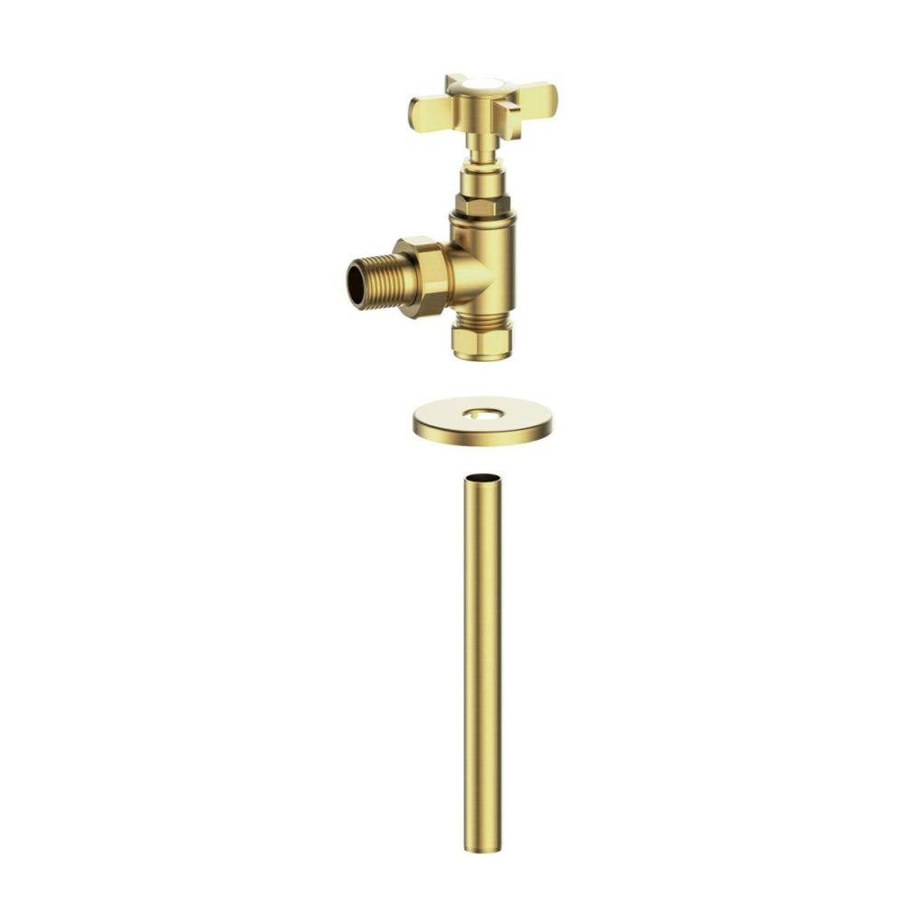 Brushed Brass Traditional Angled Radiator Valves Fires