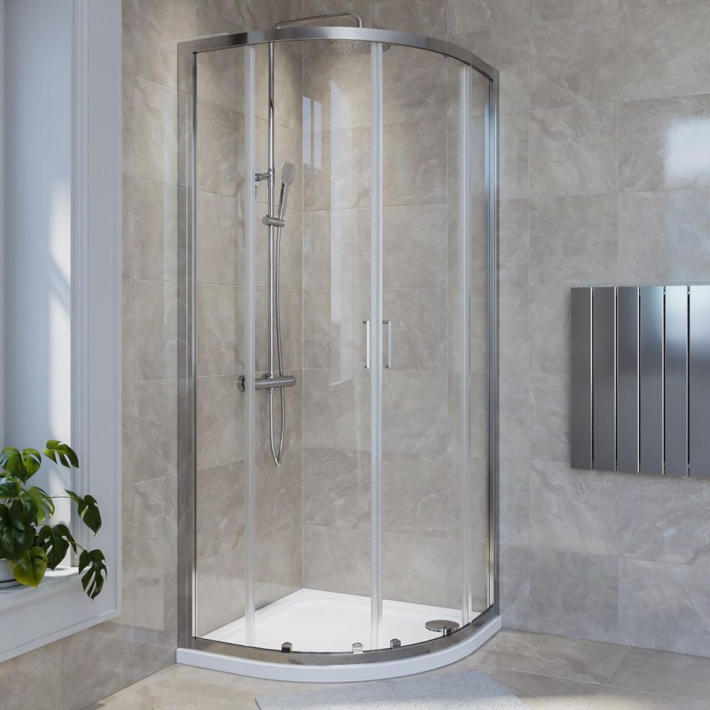 Chrome 4Mm Glass Quadrant Shower Enclosure 800Mm- Lyra Bathroom