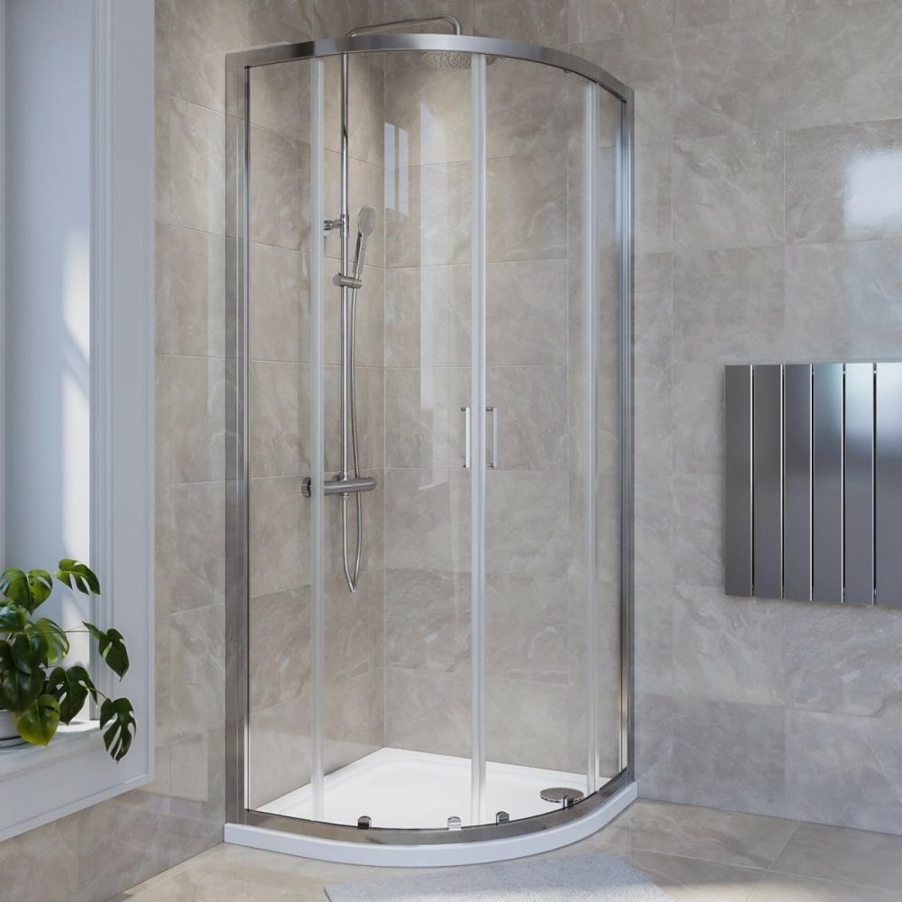 Chrome 4Mm Glass Quadrant Shower Enclosure With Shower Tray 900Mm – Lyra Bathroom