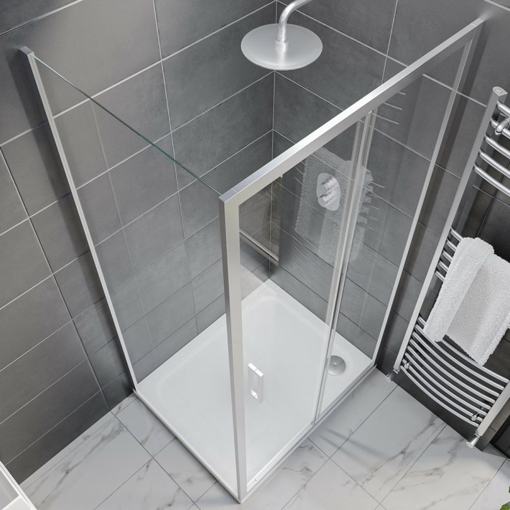 Chrome 8Mm Glass Rectangular Sliding Shower Enclosure 1000X800Mm – Pavo Bathroom