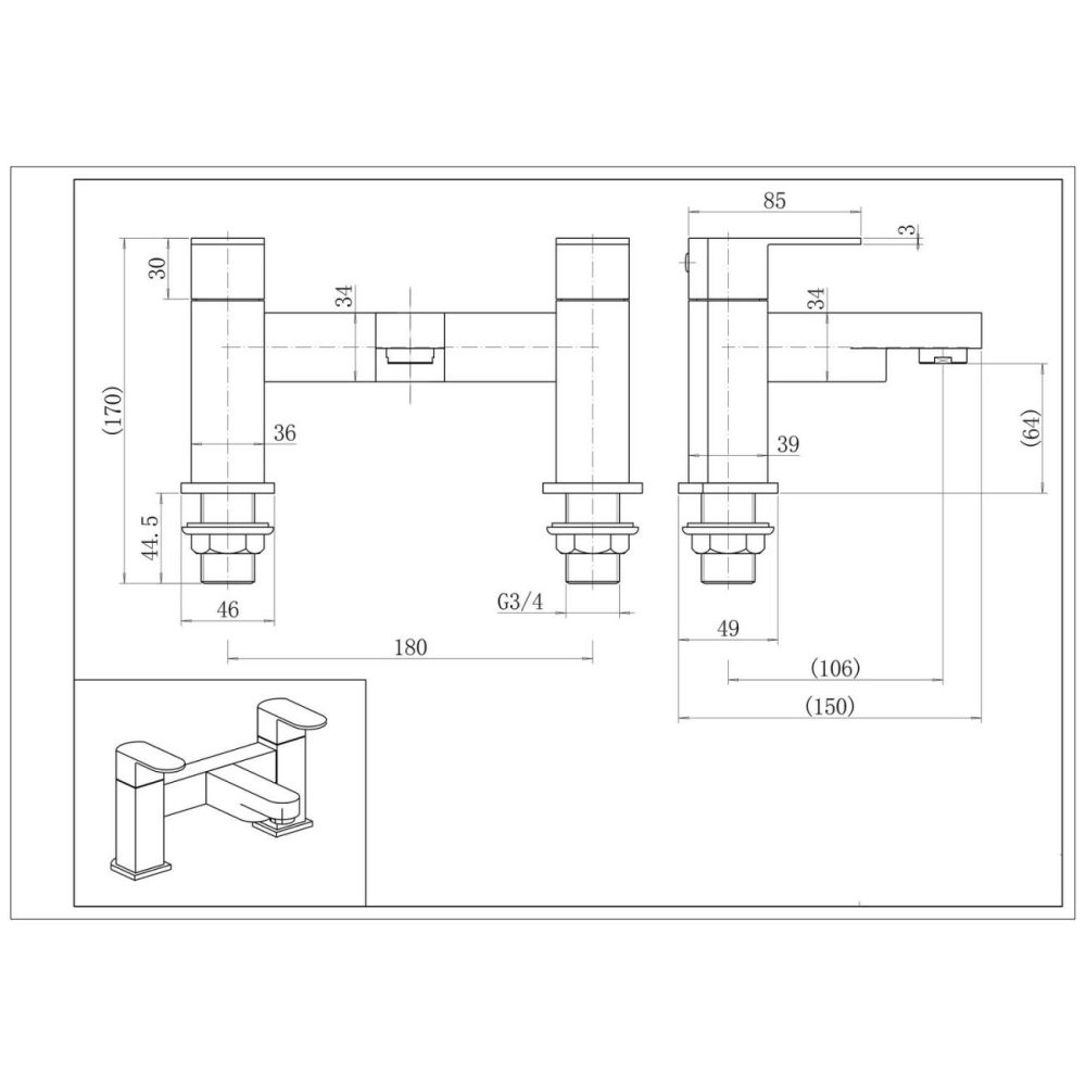 Chrome Bath And Basin Tap Set – Como Bathroom