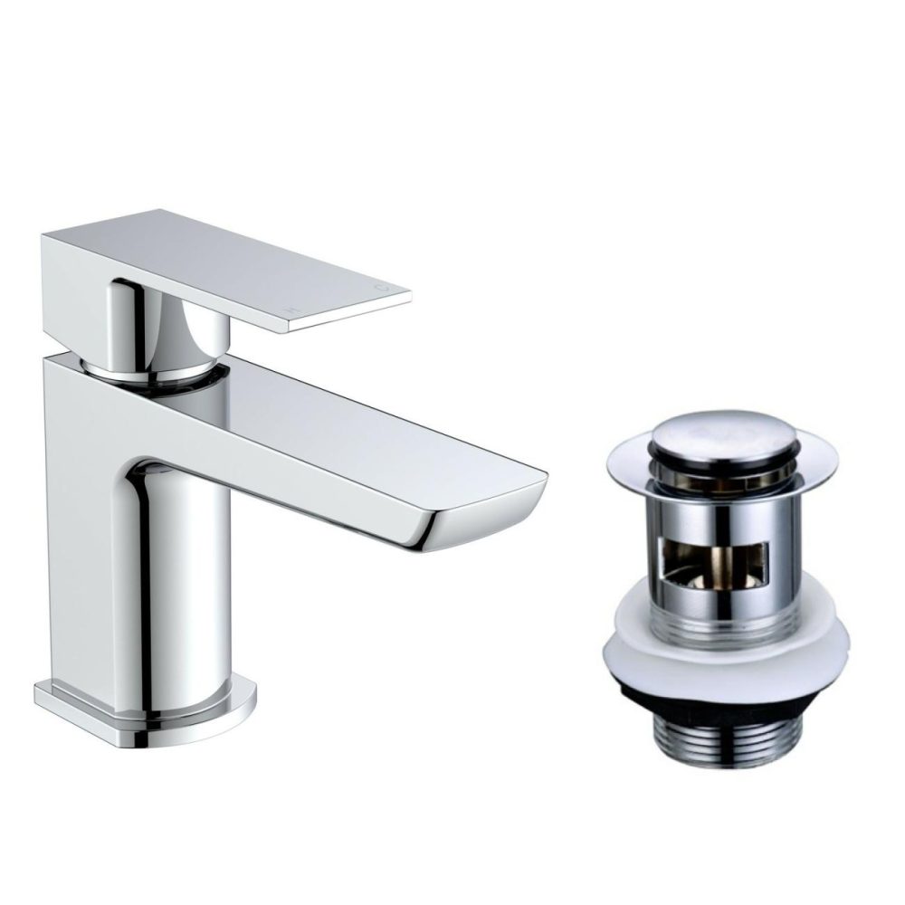 Chrome Bath And Basin Tap Set With Basin Waste- Zana Bathroom