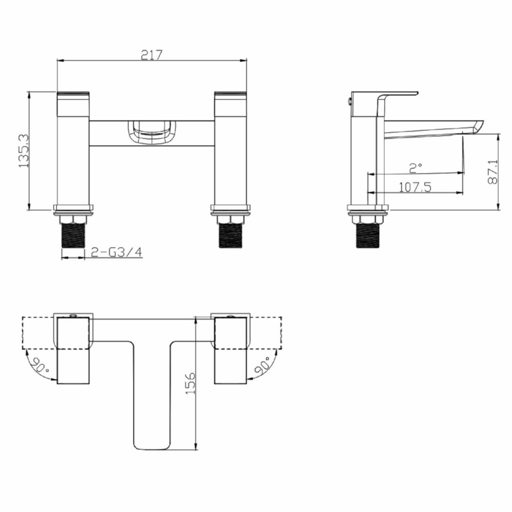 Chrome Bath And Basin Tap Set With Basin Waste- Zana Bathroom