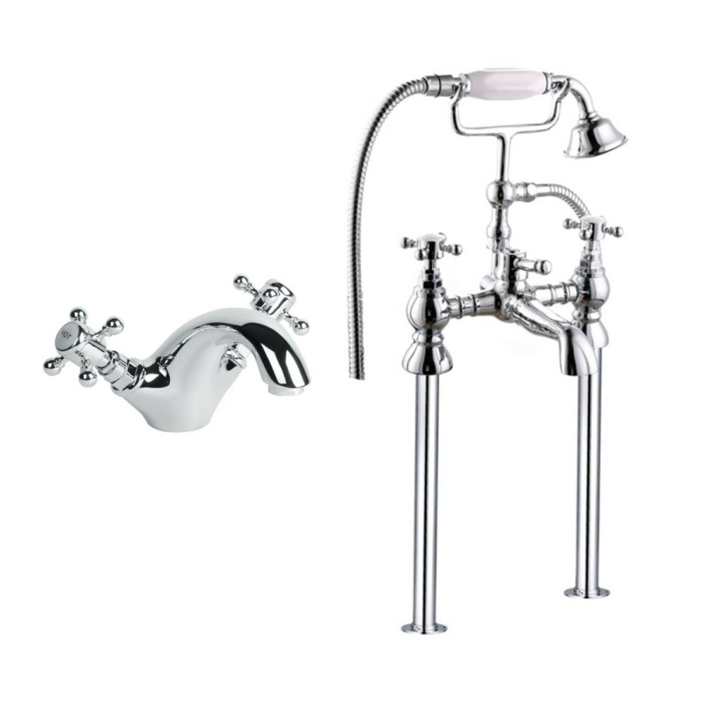 Chrome Freestanding Bath Shower Mixer And Basin Tap Set – Oxford Bathroom