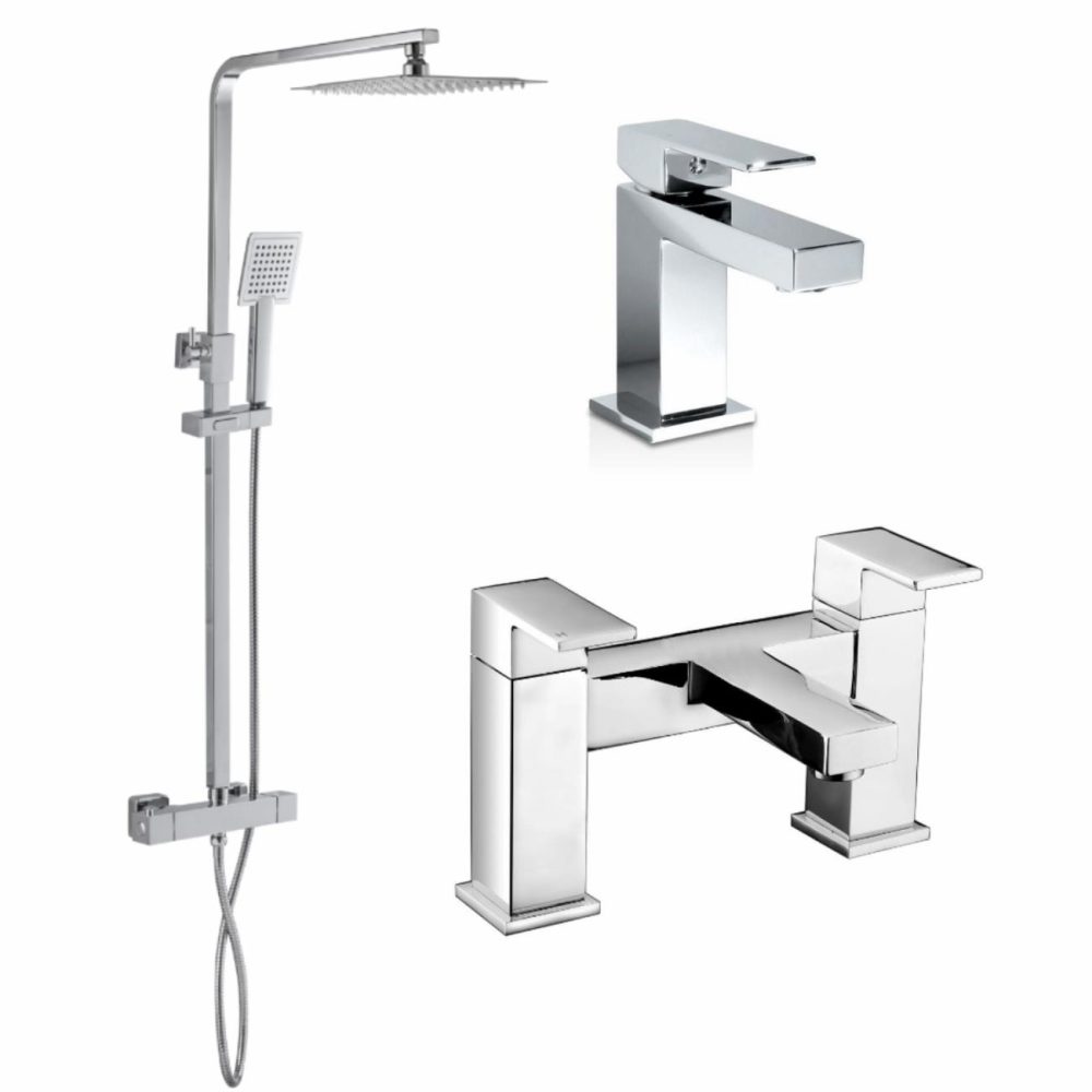 Chrome Mixer Shower With Bath And Basin Tap Set – Cube Bathroom