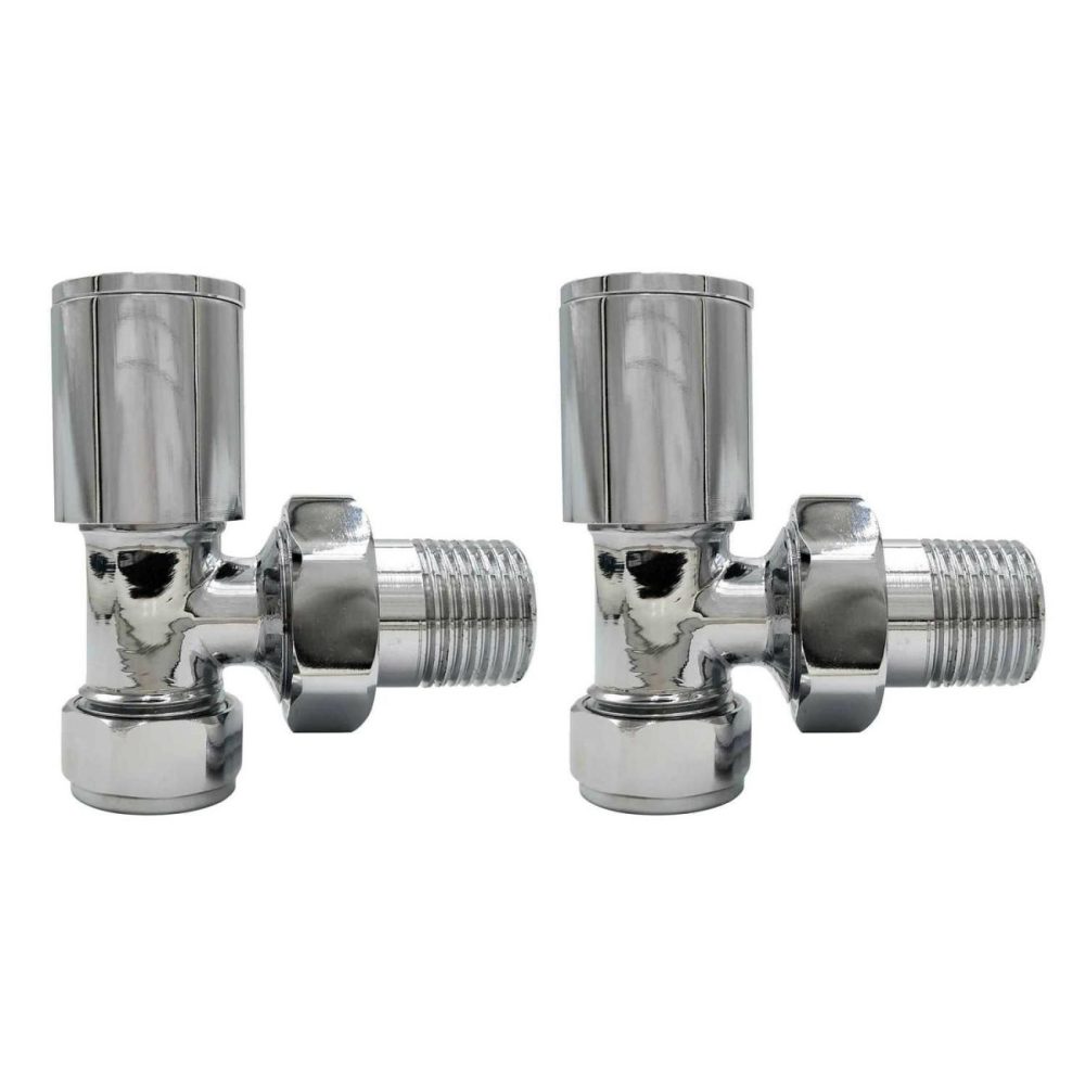 Chrome Round Angled Radiator Valves – For Pipework Which Comes From The Wall Fires