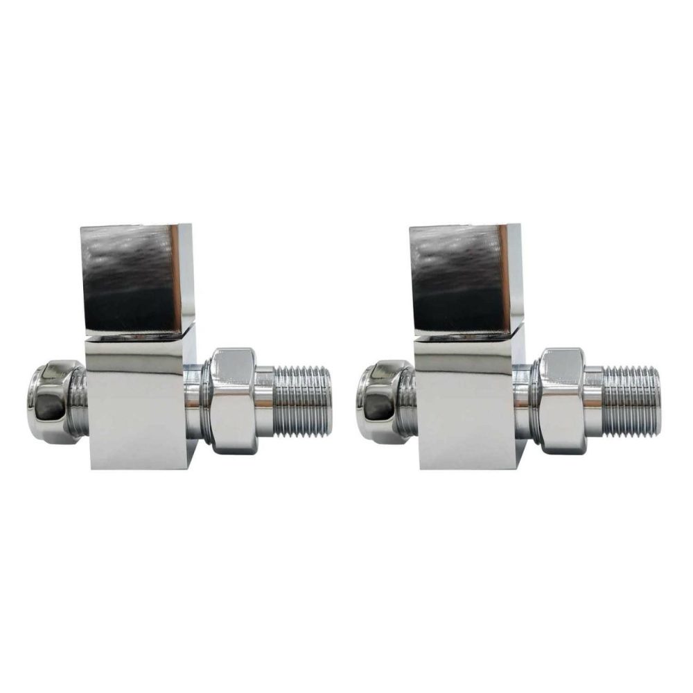 Chrome Square Straight Radiator Valves – For Pipework Which Comes From The Floor Fires