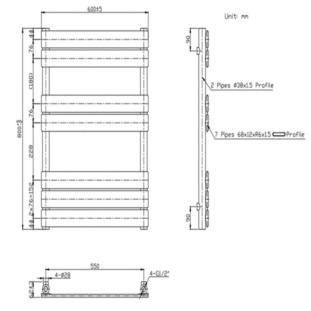 Chrome Towel Radiator 800 X 600Mm – Tundra Heating