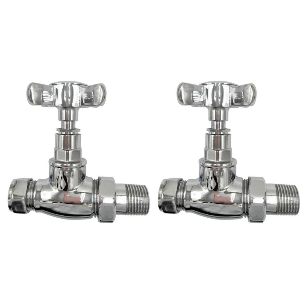 Chrome Traditional Straight Radiator Valves Fires