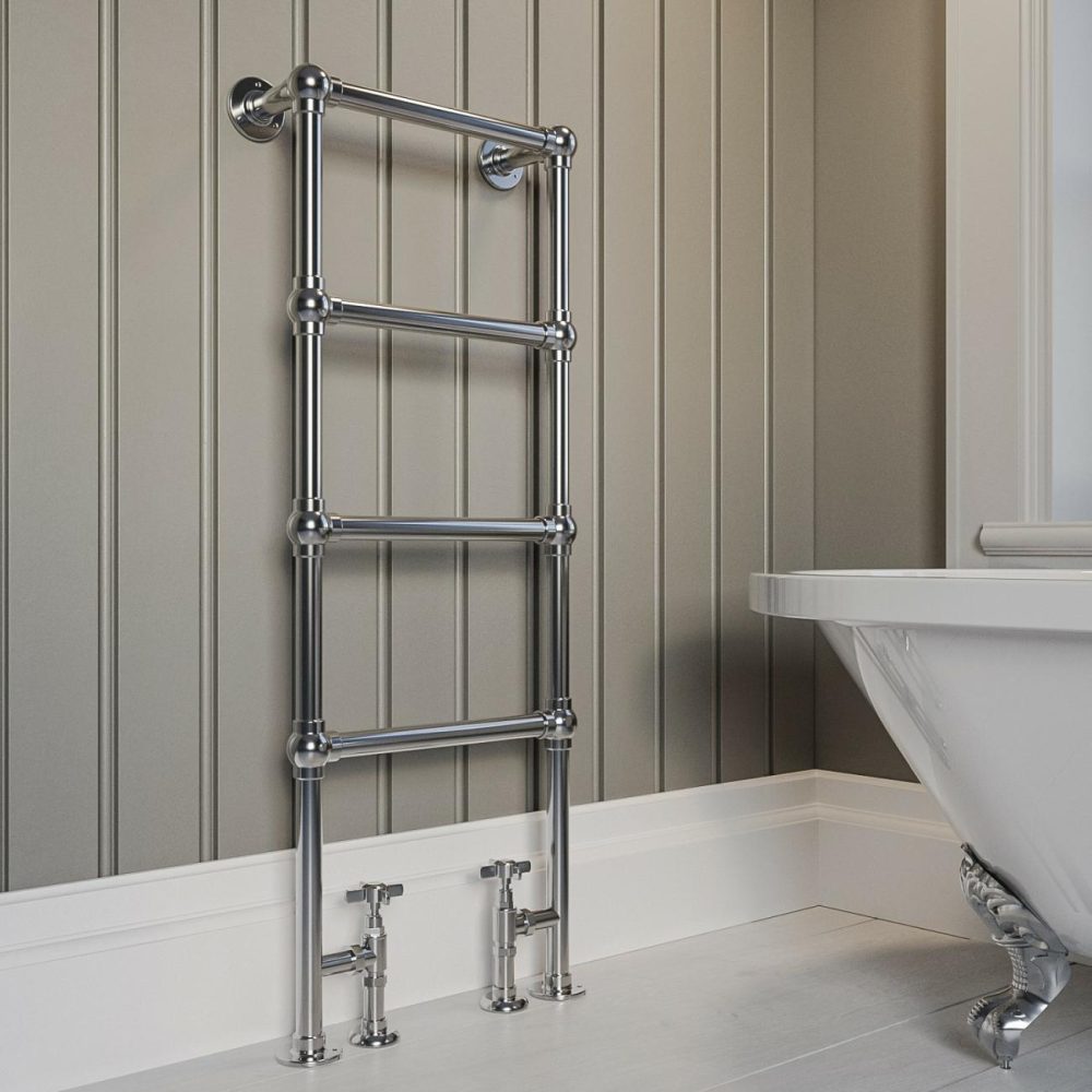 Chrome Vertical Traditional Towel Rail Radiator 1200 X 479Mm – Regent Heating