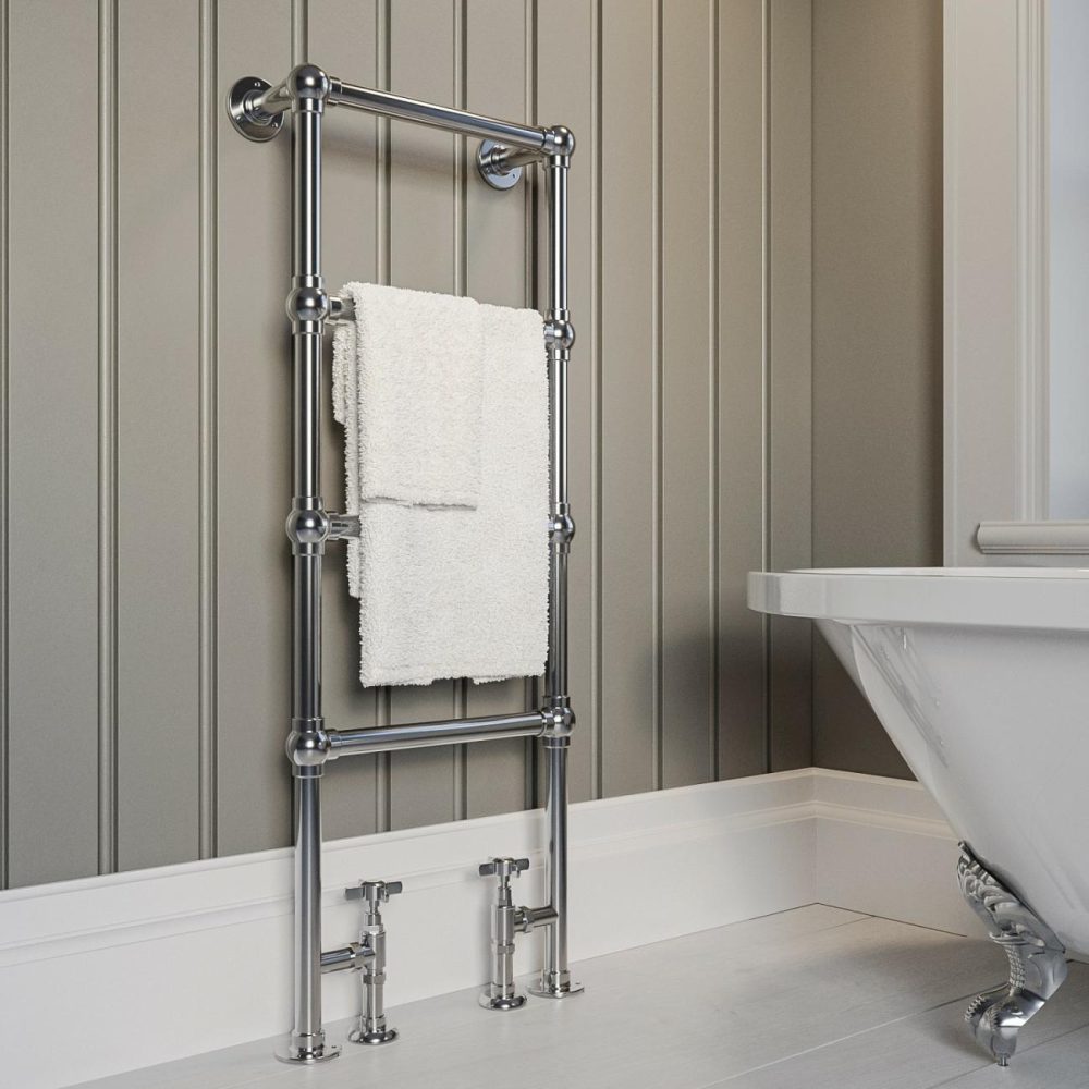 Chrome Vertical Traditional Towel Rail Radiator 1200 X 479Mm – Regent Heating