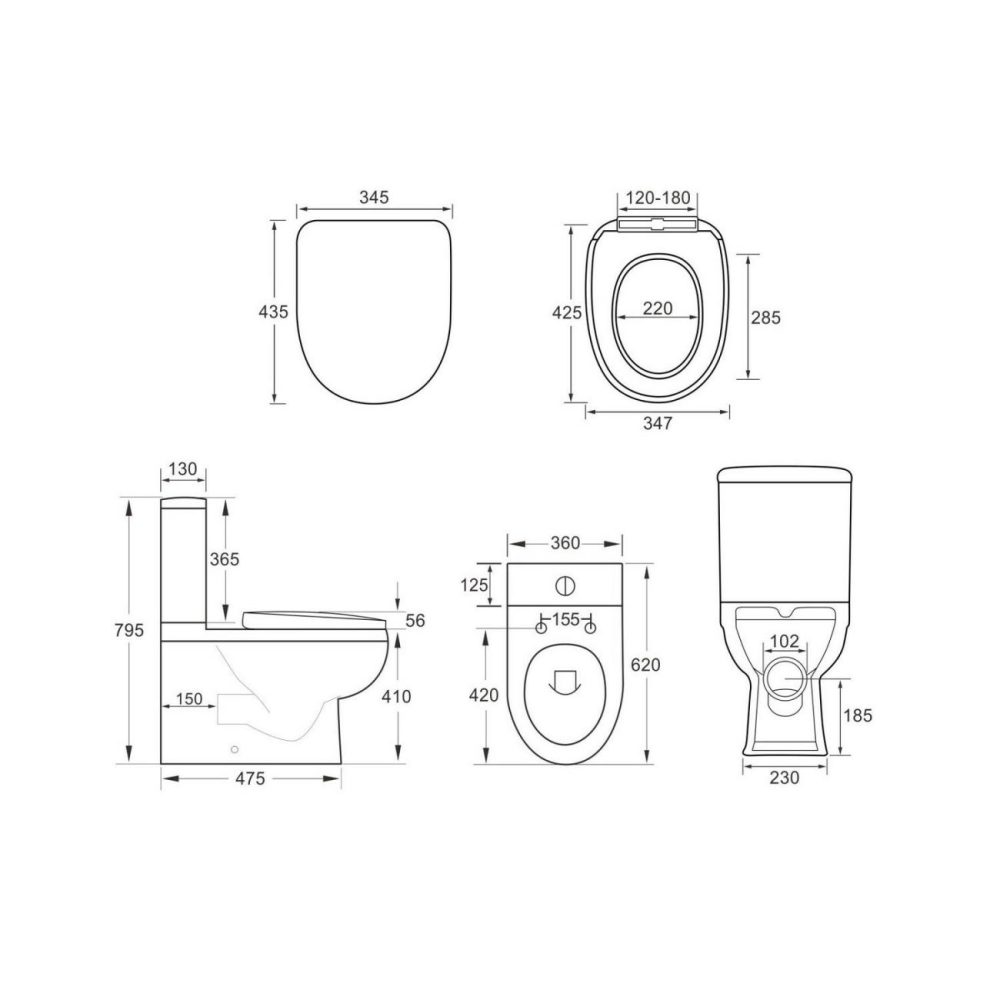 Close Coupled Closed Back Toilet With Soft Close Seat – Addison Bathroom