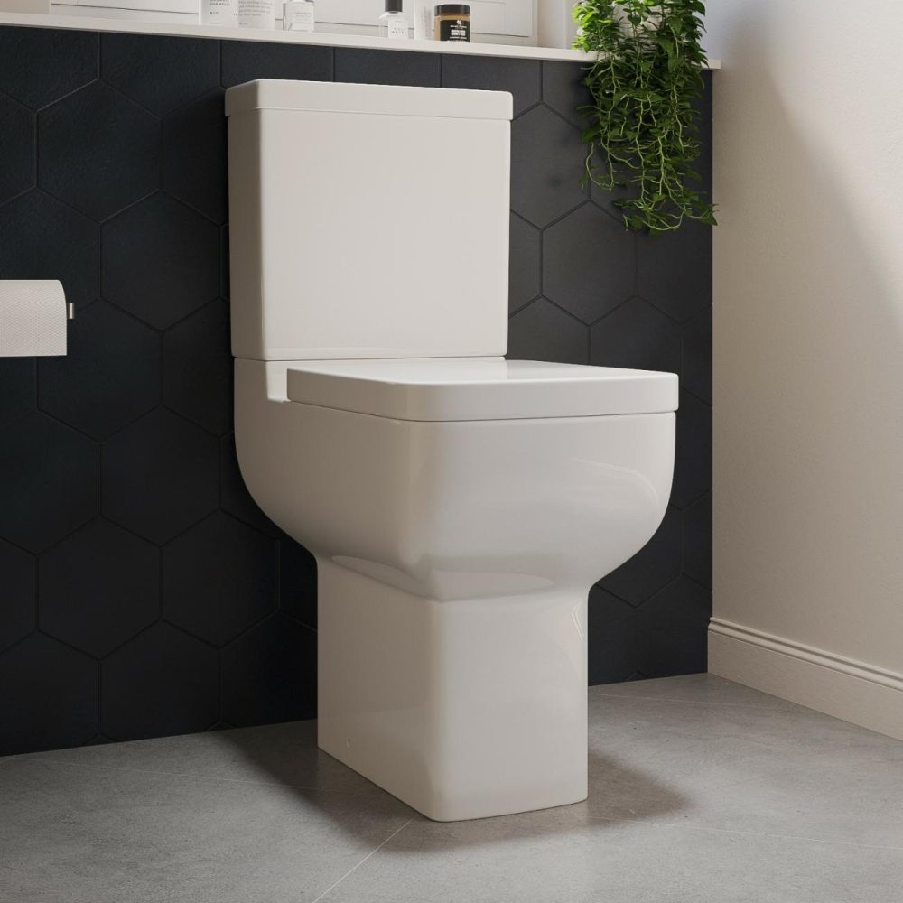 Close Coupled Comfort Height Toilet With Soft Close Seat – Seren Bathroom