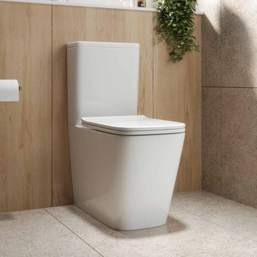 Close Coupled Rimless Closed Back Toilet With Soft Close Seat – Albi Bathroom