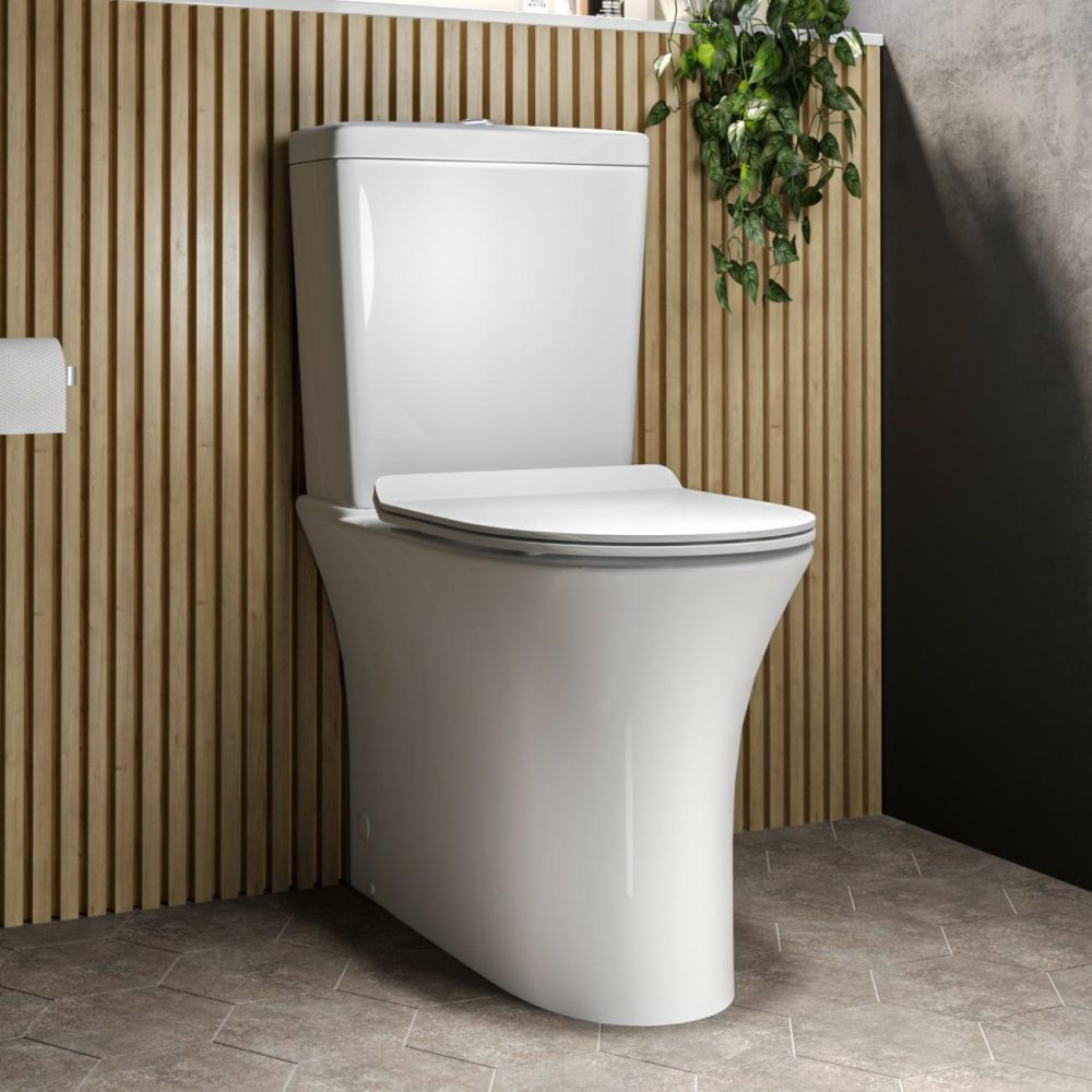 Close Coupled Rimless Comfort Height Toilet With Soft Close Slim Seat – Indiana Bathroom