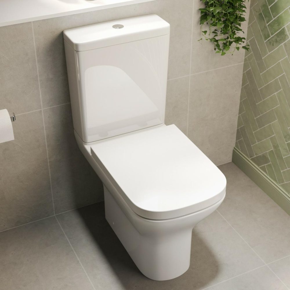 Close Coupled Rimless Open Back Toilet With Soft Close Seat – Palma Bathroom