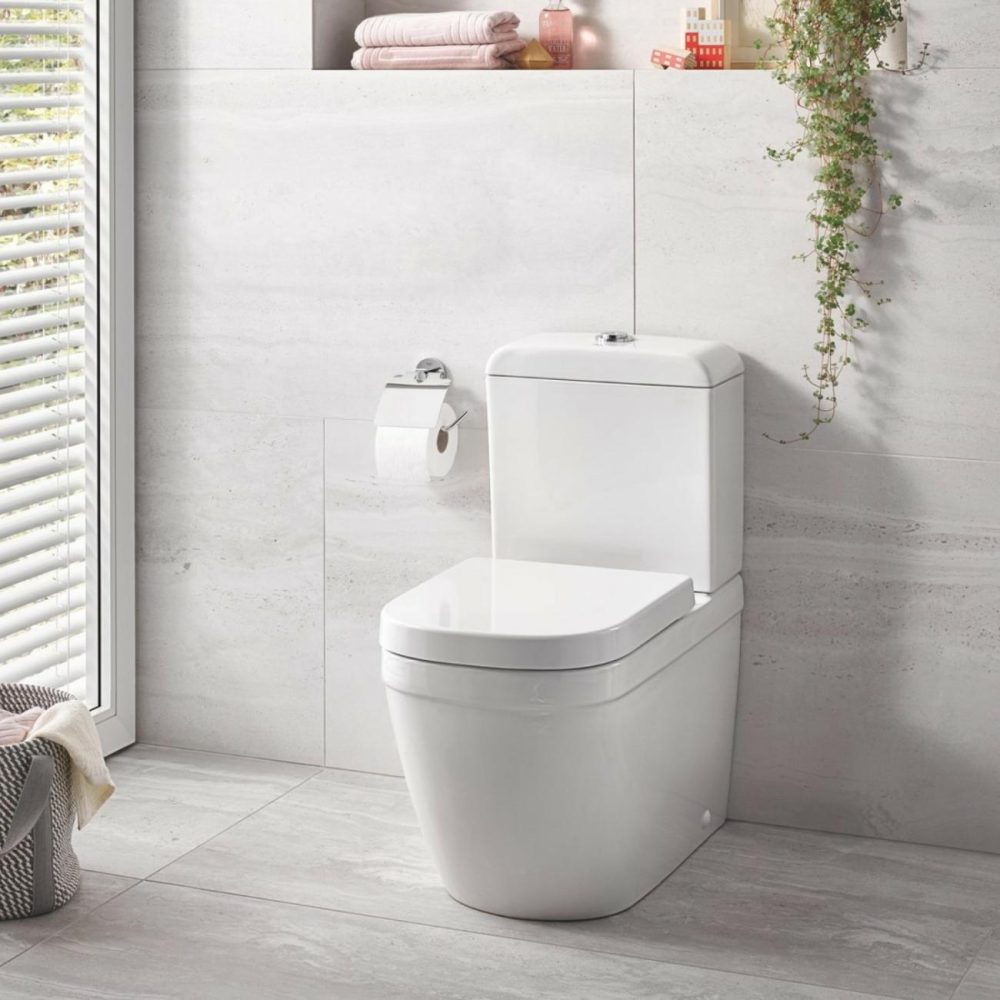 Close Coupled Rimless Toilet With Soft Close Seat – Euro Bathroom