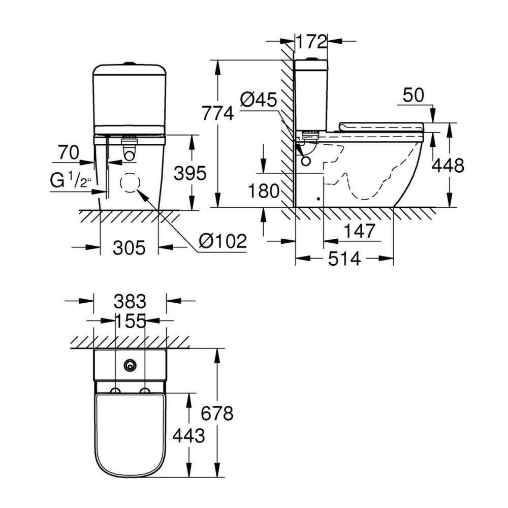 Close Coupled Rimless Toilet With Soft Close Seat – Euro Bathroom