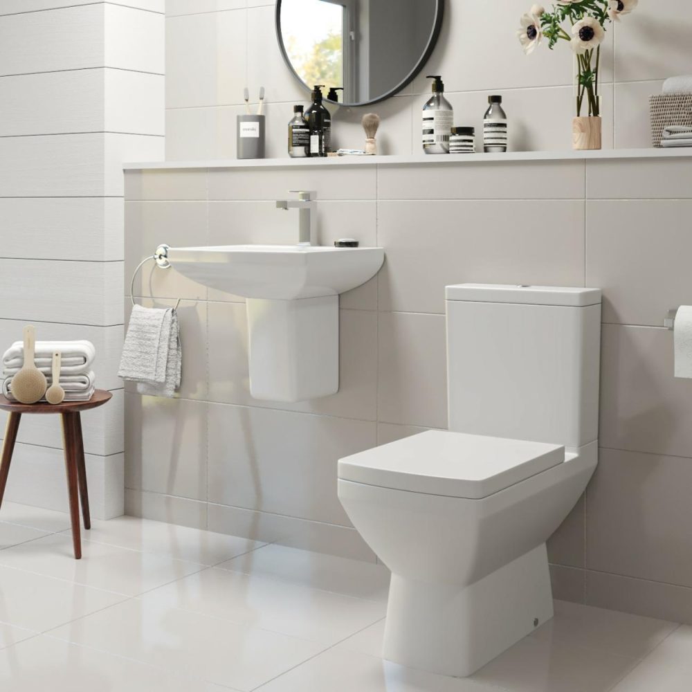 Close Coupled Toilet And Semi Pedestal Basin Suite – Tabor Bathroom