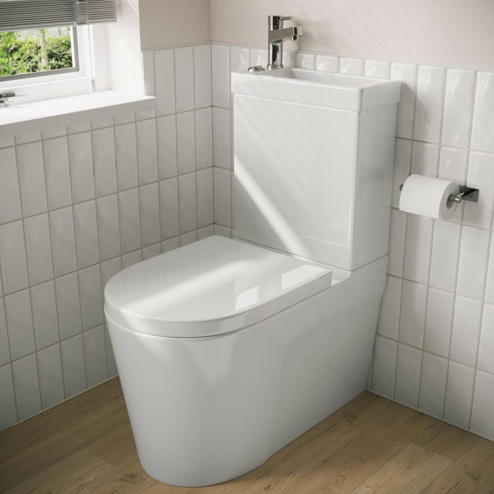 Close Coupled Toilet With Sink On Top Cloakroom Suite – Legend Bathroom