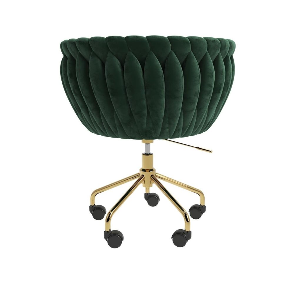 Dark Green Velvet Knotted Swivel Office Chair – Verity Office