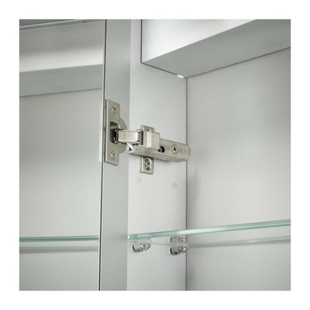 Double Door Ainsley Chrome Mirrored Bathroom Cabinet With Lights & Wireless Speaker 664 X 700Mm Bathroom