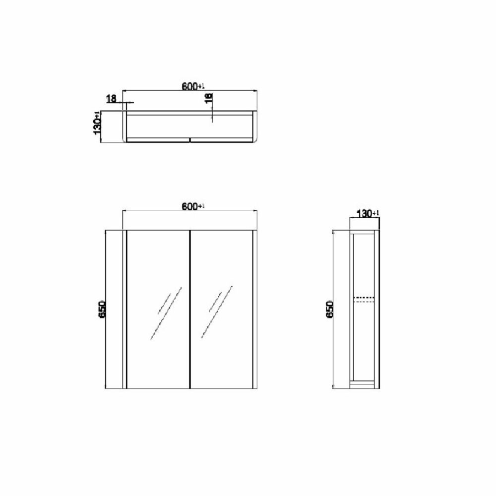 Double Door White Mirrored Bathroom Cabinet 600 X 650Mm – Pendle Bathroom