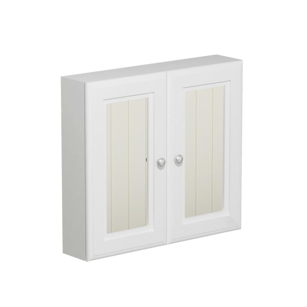 Double Door White Mirrored Bathroom Cabinet 667 X 600Mm – Westbury Bathroom