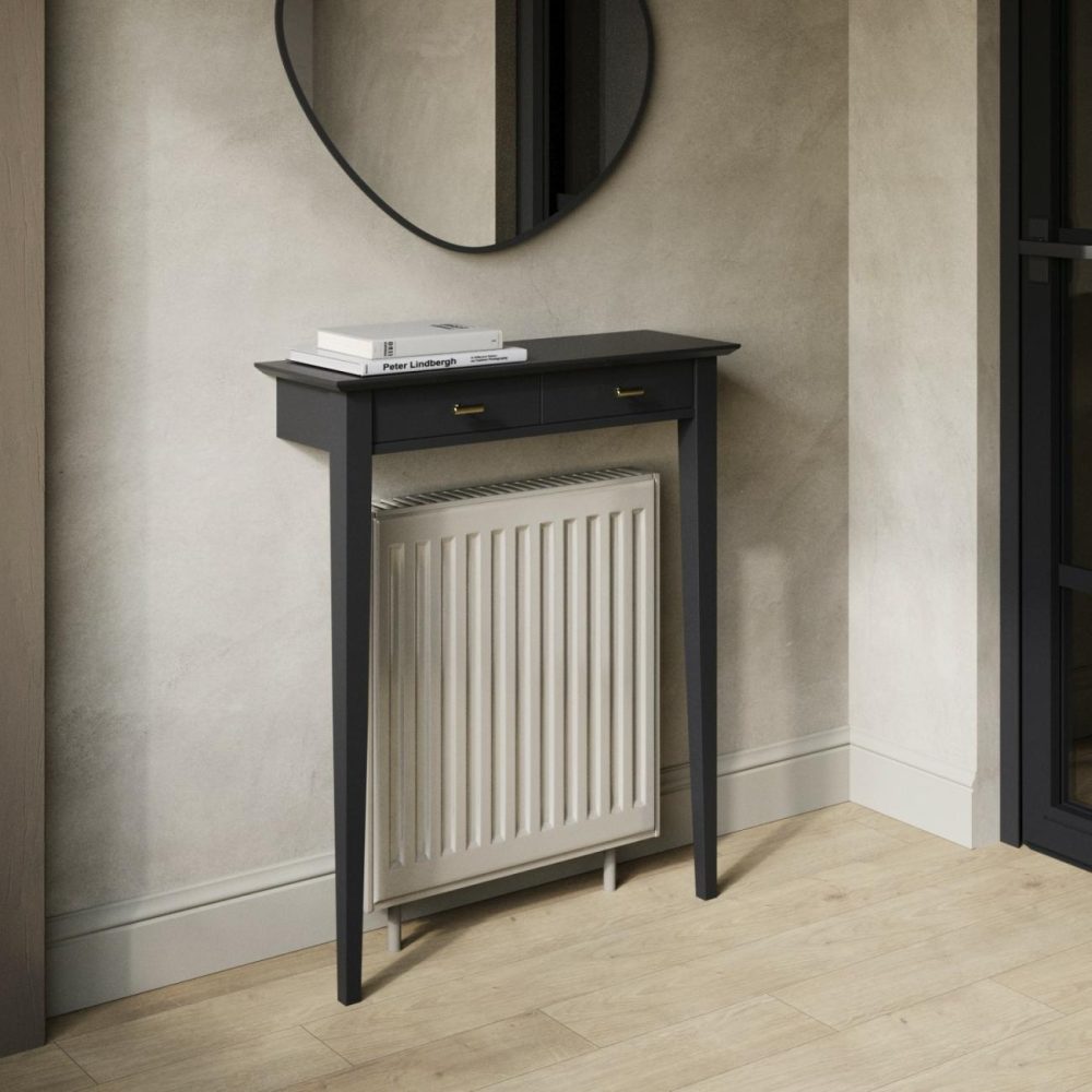 Extra Small & Narrow Black Radiator Cover With Brass Handles -75Cm – Noa Dining