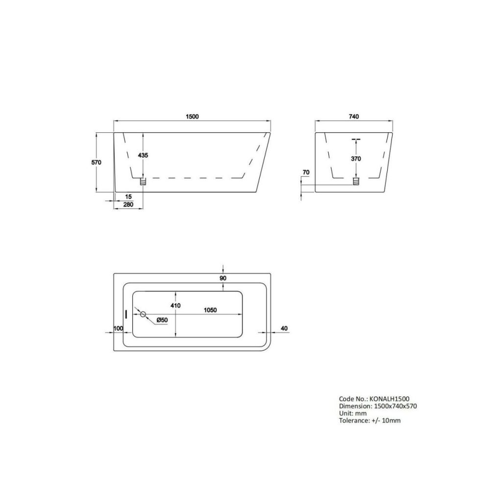 Freestanding Single Ended Left Hand Corner Shower Bath With Chrome Sliding Bath Screen 1500 X 740Mm – Kona Bathroom