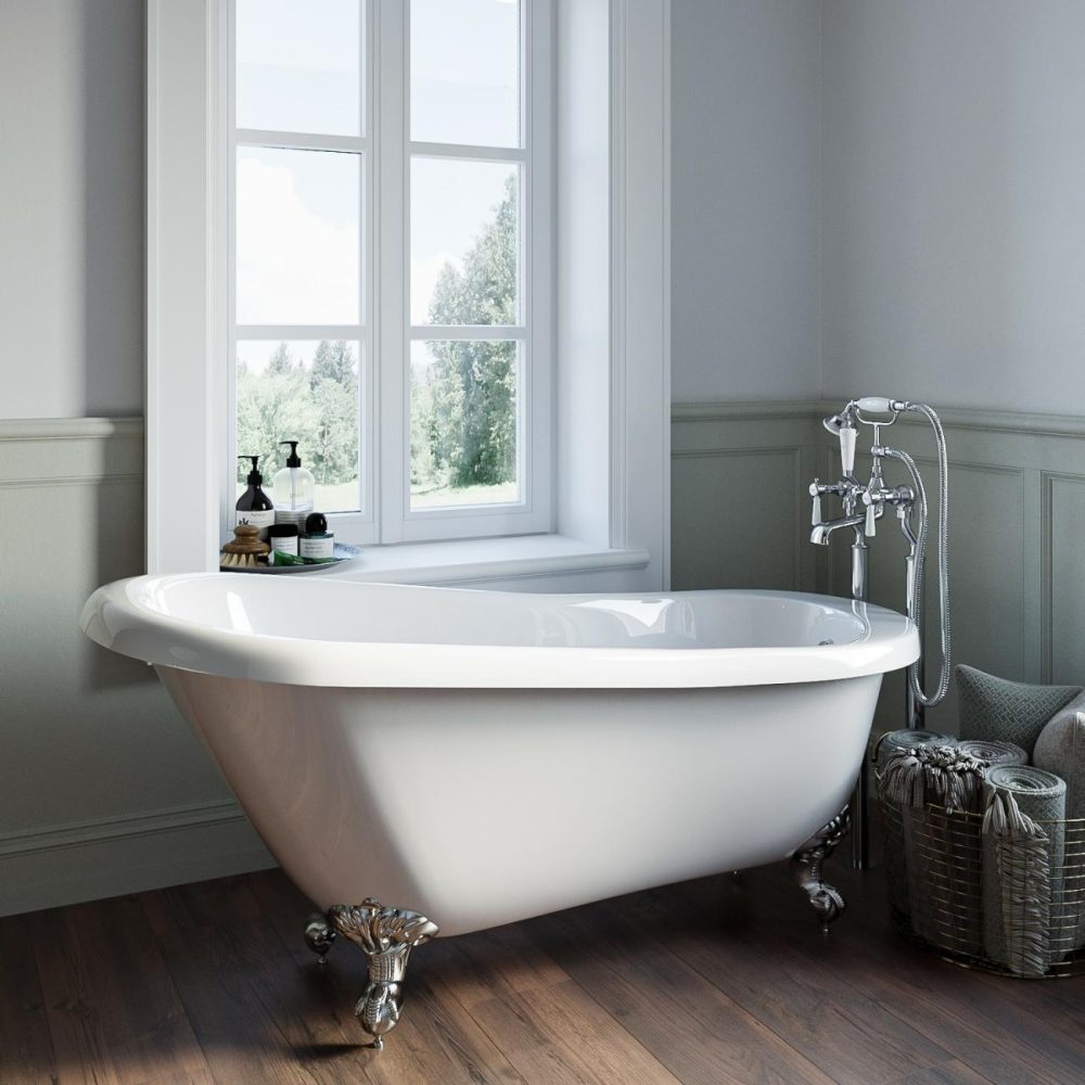 Freestanding Single Ended Roll Top Slipper Bath With Chrome Feet 1555 X 725Mm – Park Royal Bathroom