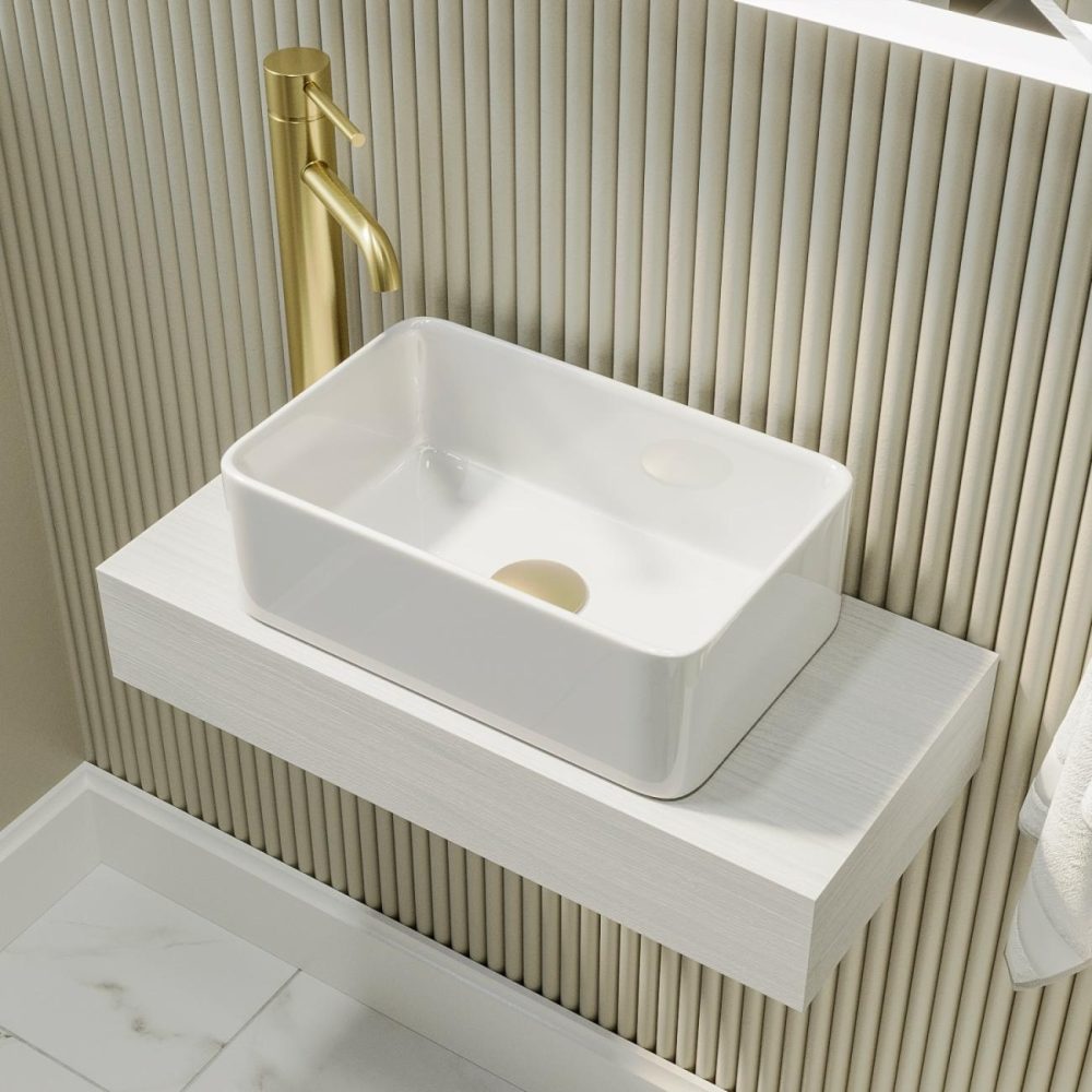 Gloss White Rectangular Countertop Basin 361Mm – Vida Basins