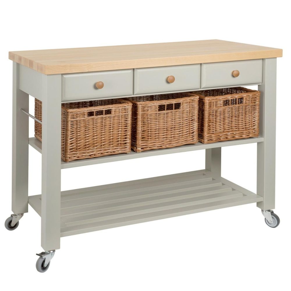 Grey Butchers Block With Storage – Lambourn Dining