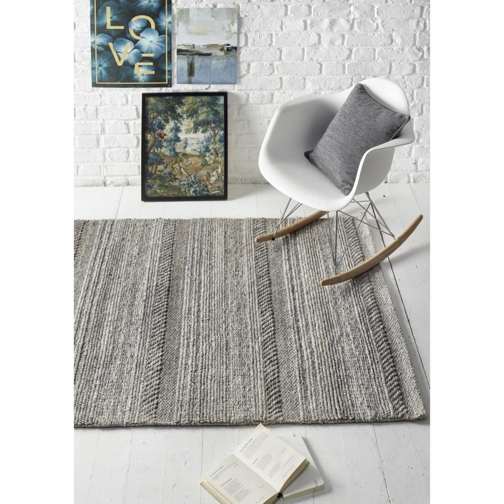 Grey Chunky Knit Rug 160X230Cm Dining