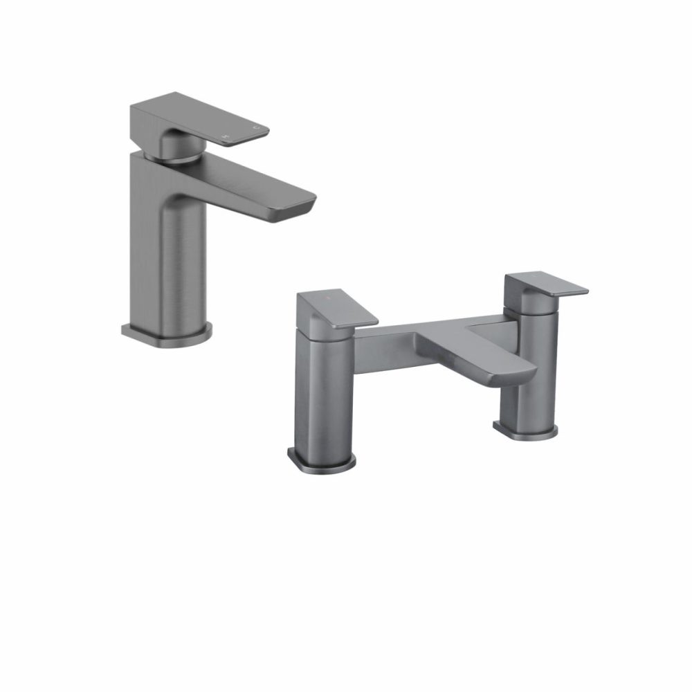 Gunmetal Grey Basin Basin Waste And Bath Tap Pack – Zana Bathroom