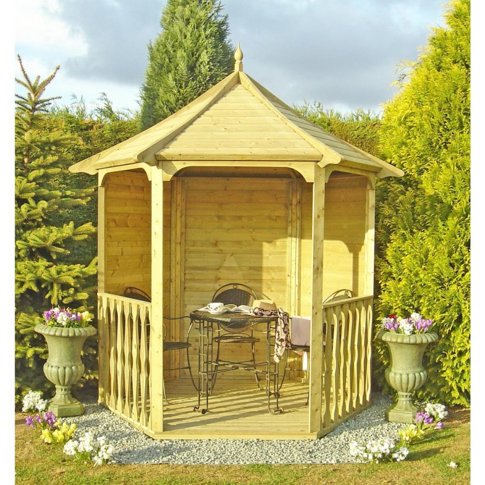 Hexagonal Pressure Treated Garden Arbour 6 X 7Ft Buildings & Storage