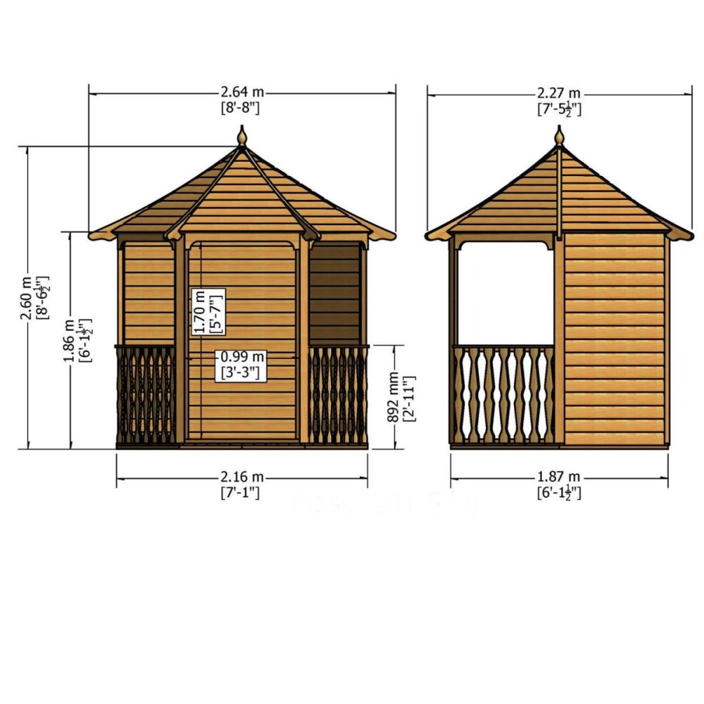 Hexagonal Pressure Treated Garden Arbour 6 X 7Ft Buildings & Storage