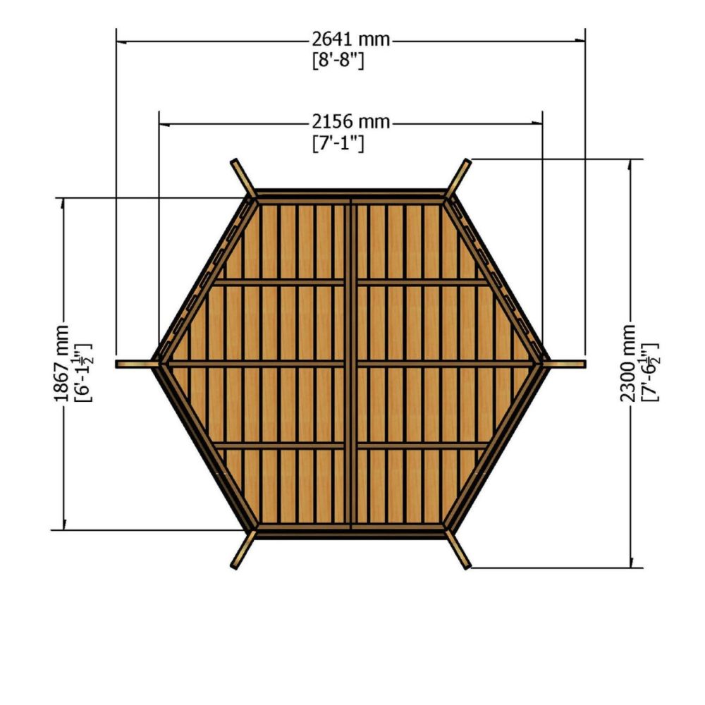 Hexagonal Pressure Treated Garden Arbour 6 X 7Ft Buildings & Storage