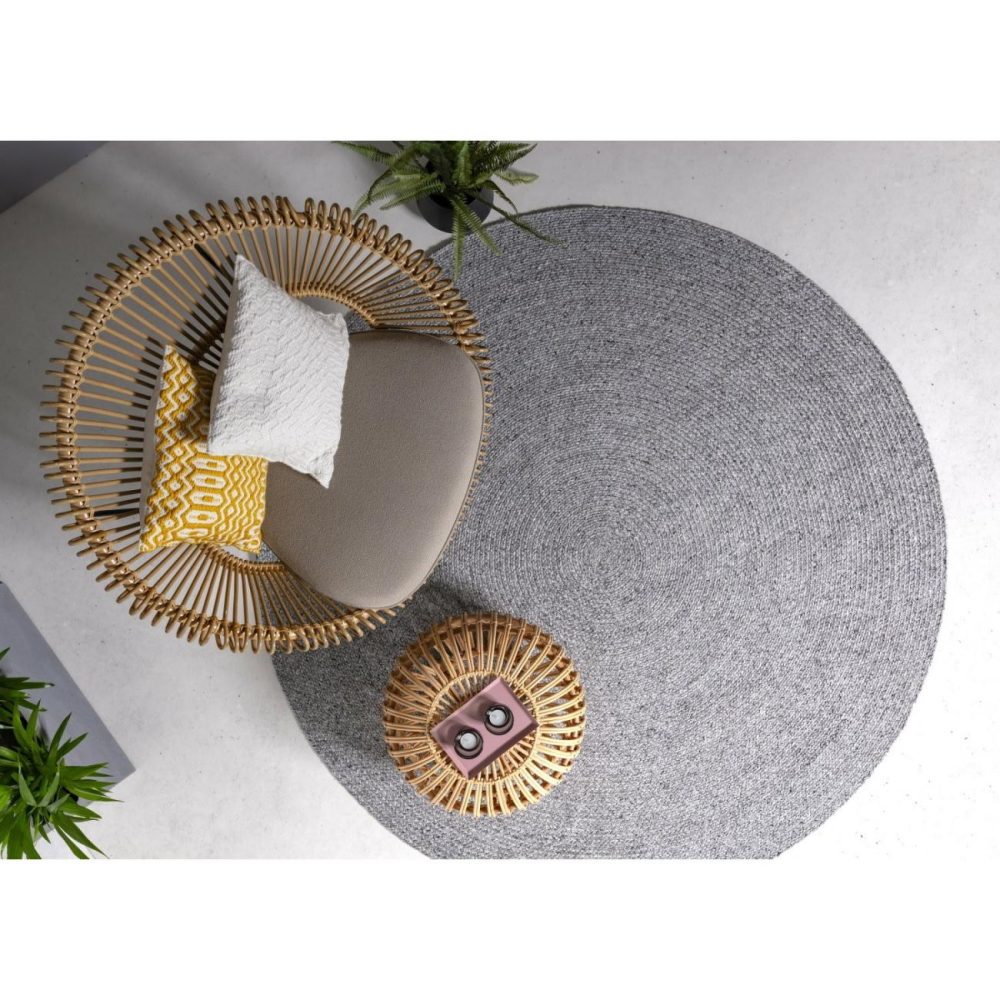 Indoor/Outdoor Grey Round Rug – 200X200Cm Dining