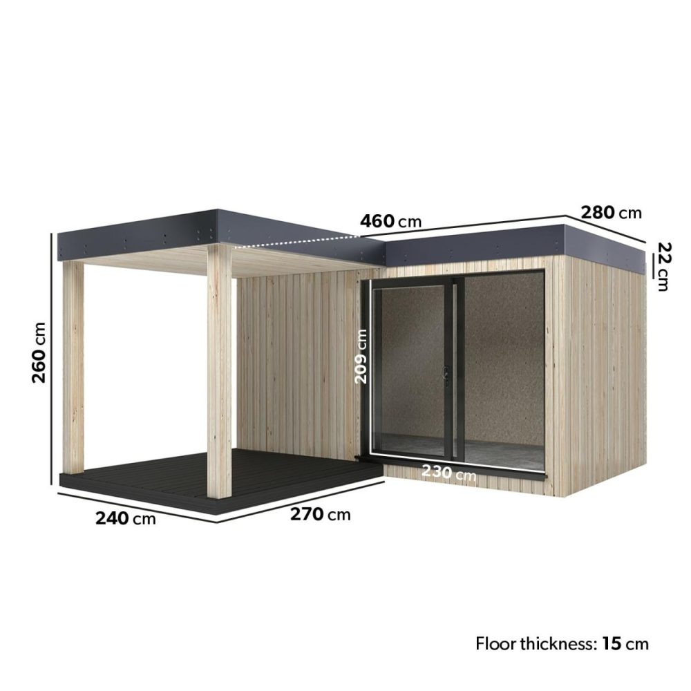 Insulated Garden Room With Veranda – 2.5M X 4.6M – Lusso Buildings & Storage