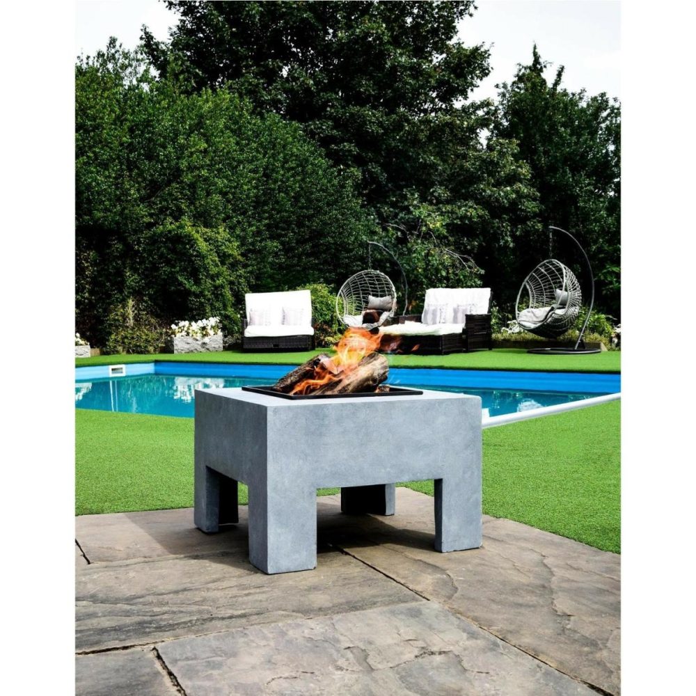 Ivyline Square Firebowl & Square Console Cement Fire Pits