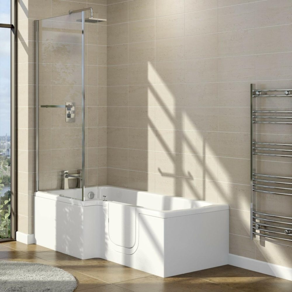 L Shape Shower Bath Right Hand With Front Panel & Bath Screen 1700 X 750Mm – Yale Bathroom