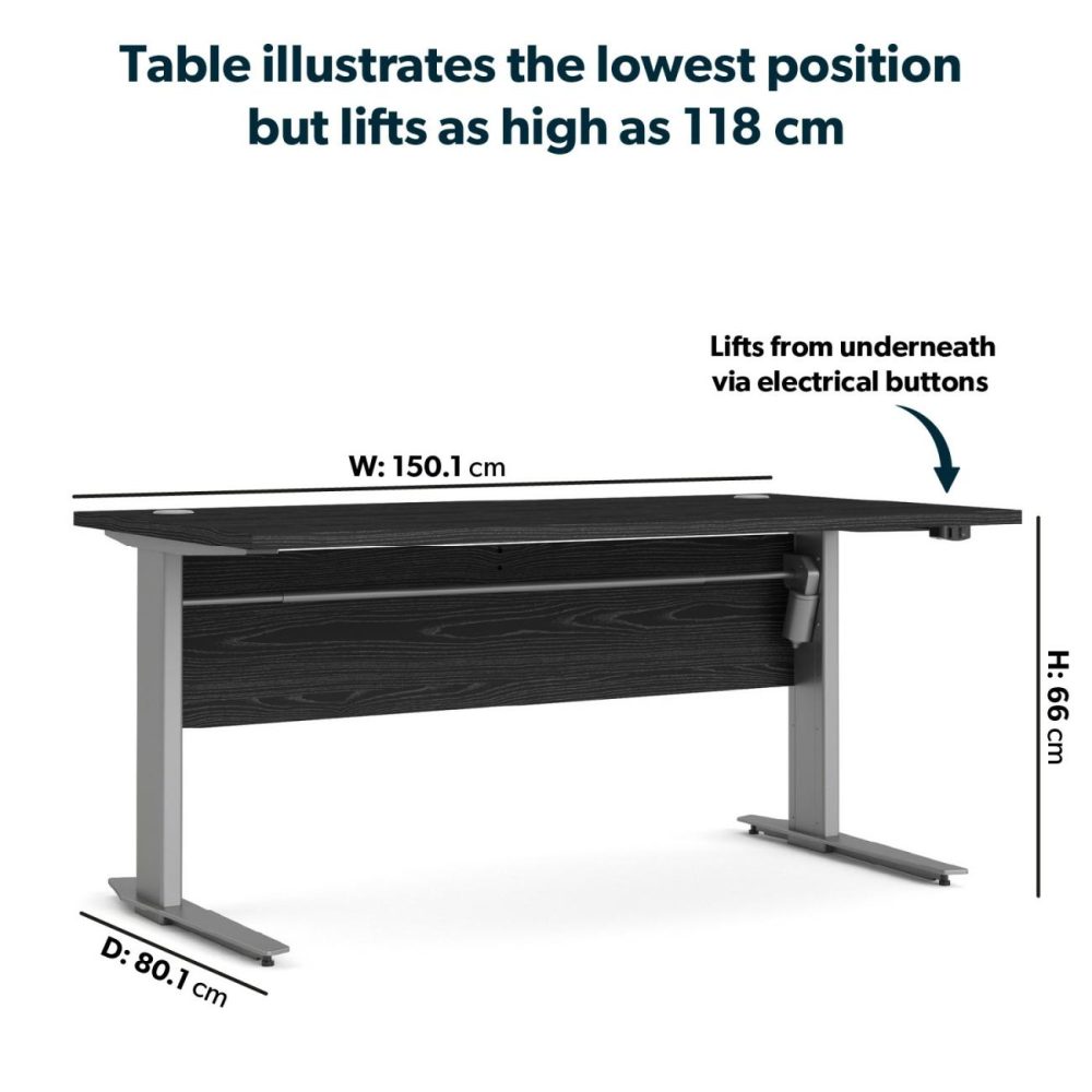 Large Black Wood Standing Desk With Electric Control – Prima Office