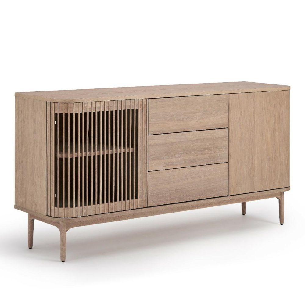 Large Light Oak Curved Sideboard With Drawers – Jarel Furniture