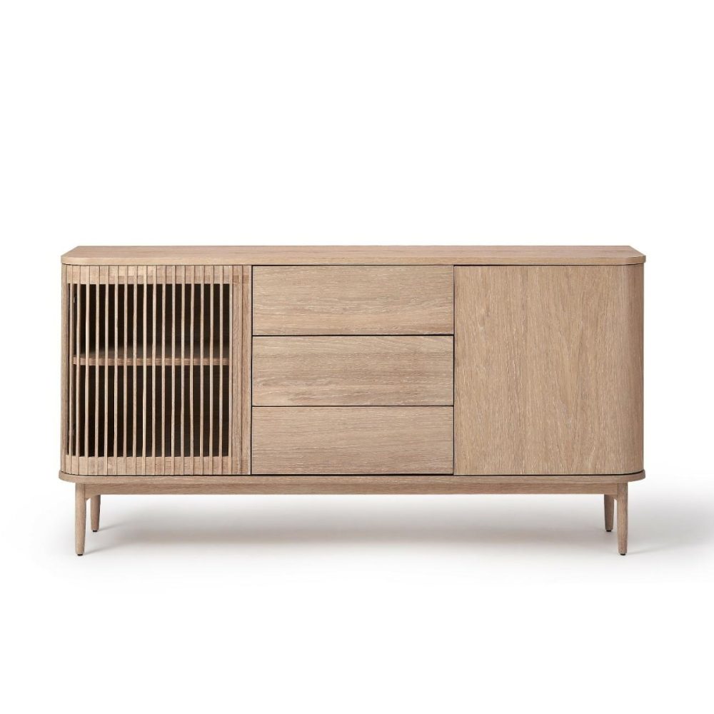 Large Light Oak Curved Sideboard With Drawers – Jarel Furniture