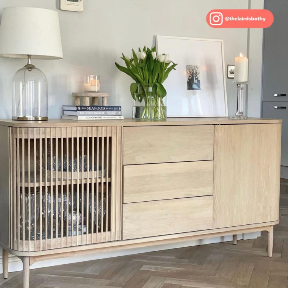 Large Light Oak Curved Sideboard With Drawers – Jarel Furniture